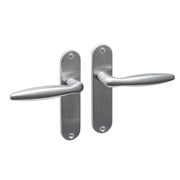 Intersteel Jupiter Basic deurkruk blind op ovaal schild, RVS geborsteld, vooraanzicht