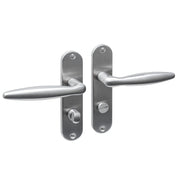 Intersteel deurkruk Jupiter Basic op ovaal schild met wc-sluiting 63/8, RVS geborsteld, vooraanzicht