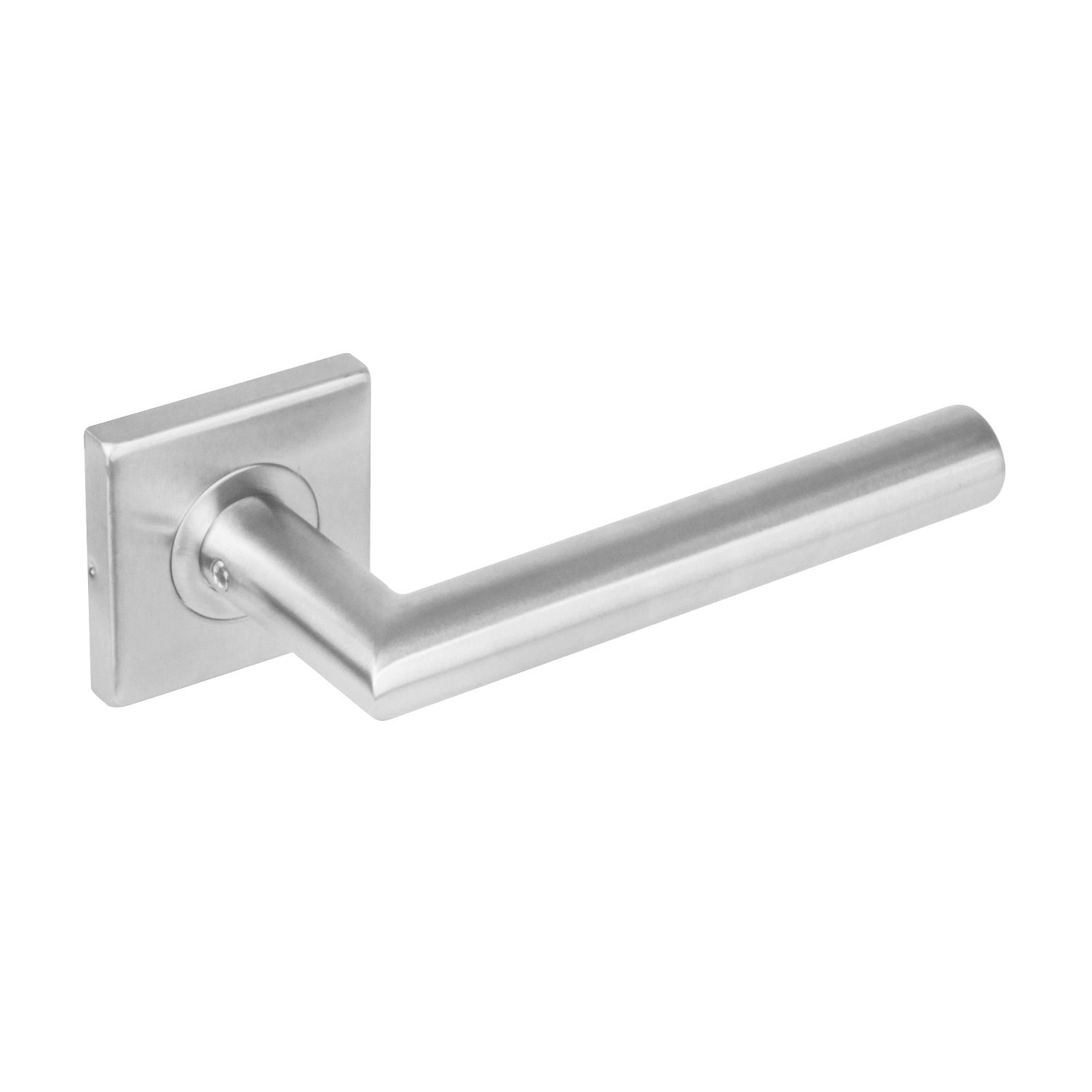 Intersteel deurkruk 1242 rechte hoek 90° vierkant rozet RVS – vooraanzicht