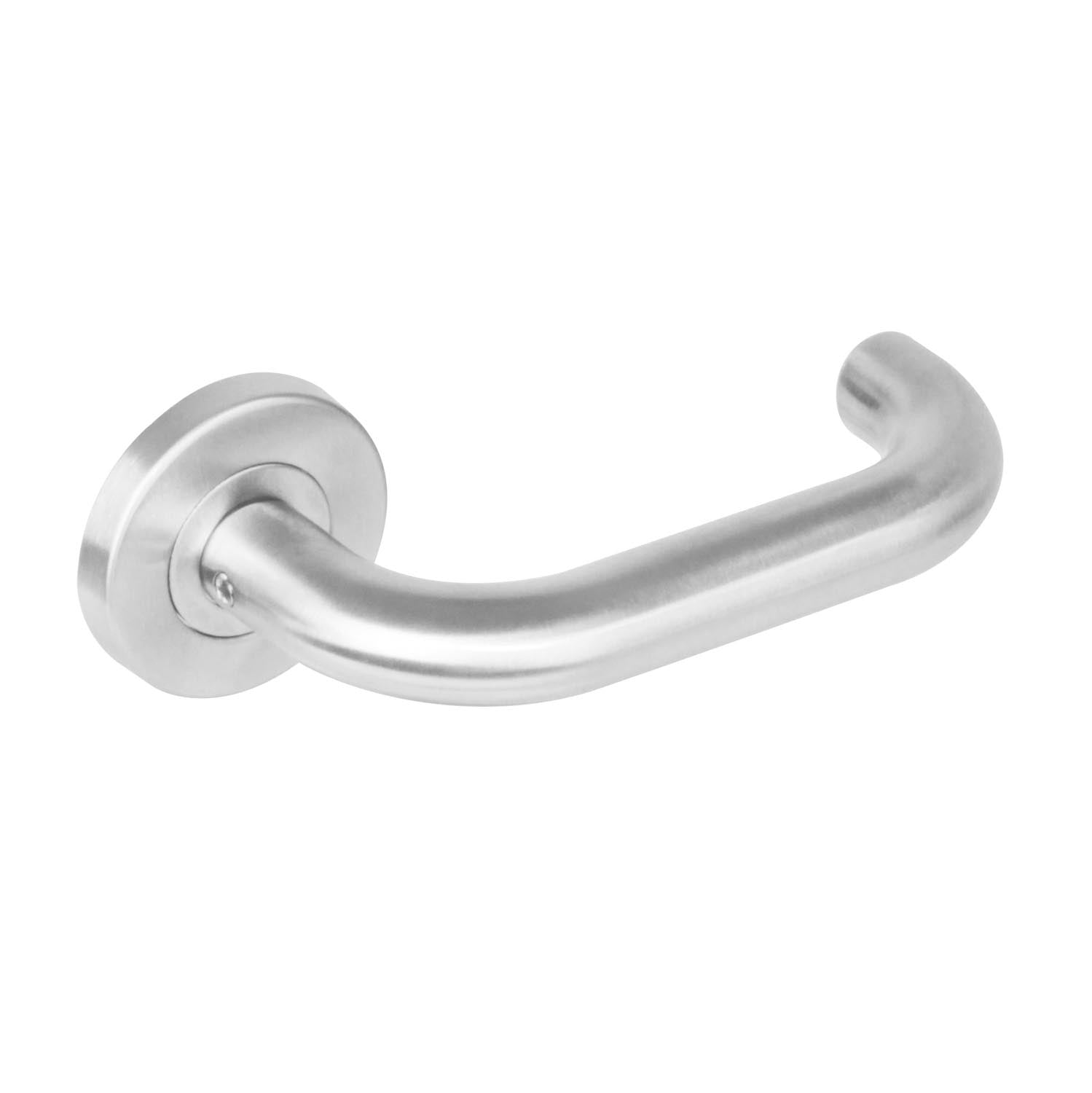 Intersteel deurkruk rond geveerd stalen rozet Ø53x8mm RVS – vooraanzicht