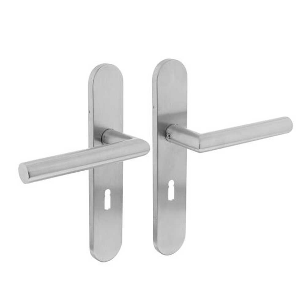 Intersteel Deurkruk Hoek 90° op schild rvs geborsteld - Deurbeslag-expert