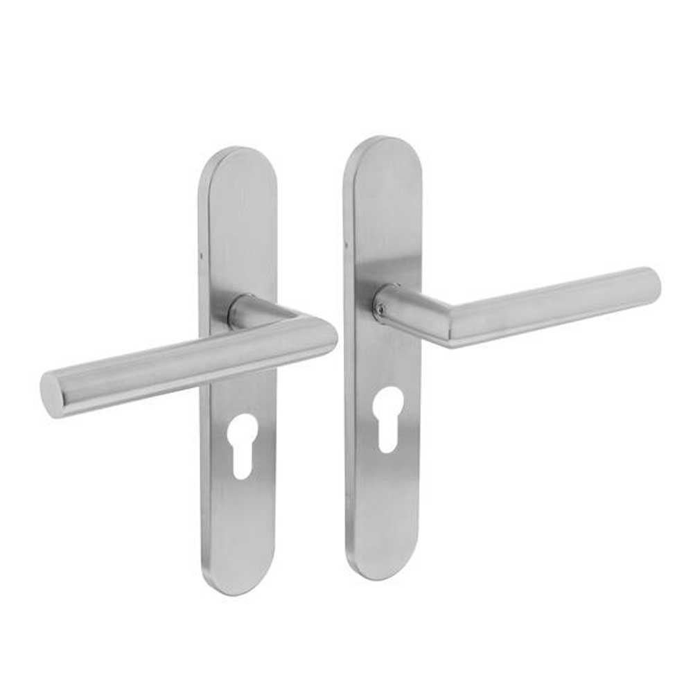 Intersteel Deurkruk Hoek 90° op schild rvs geborsteld - Deurbeslag-expert