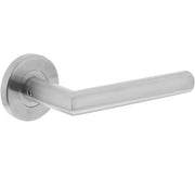 Deurkruk Hoek 90° op Geveerde Stalen Rozet met Nokken Ø53X8MM RVS EN1906/4