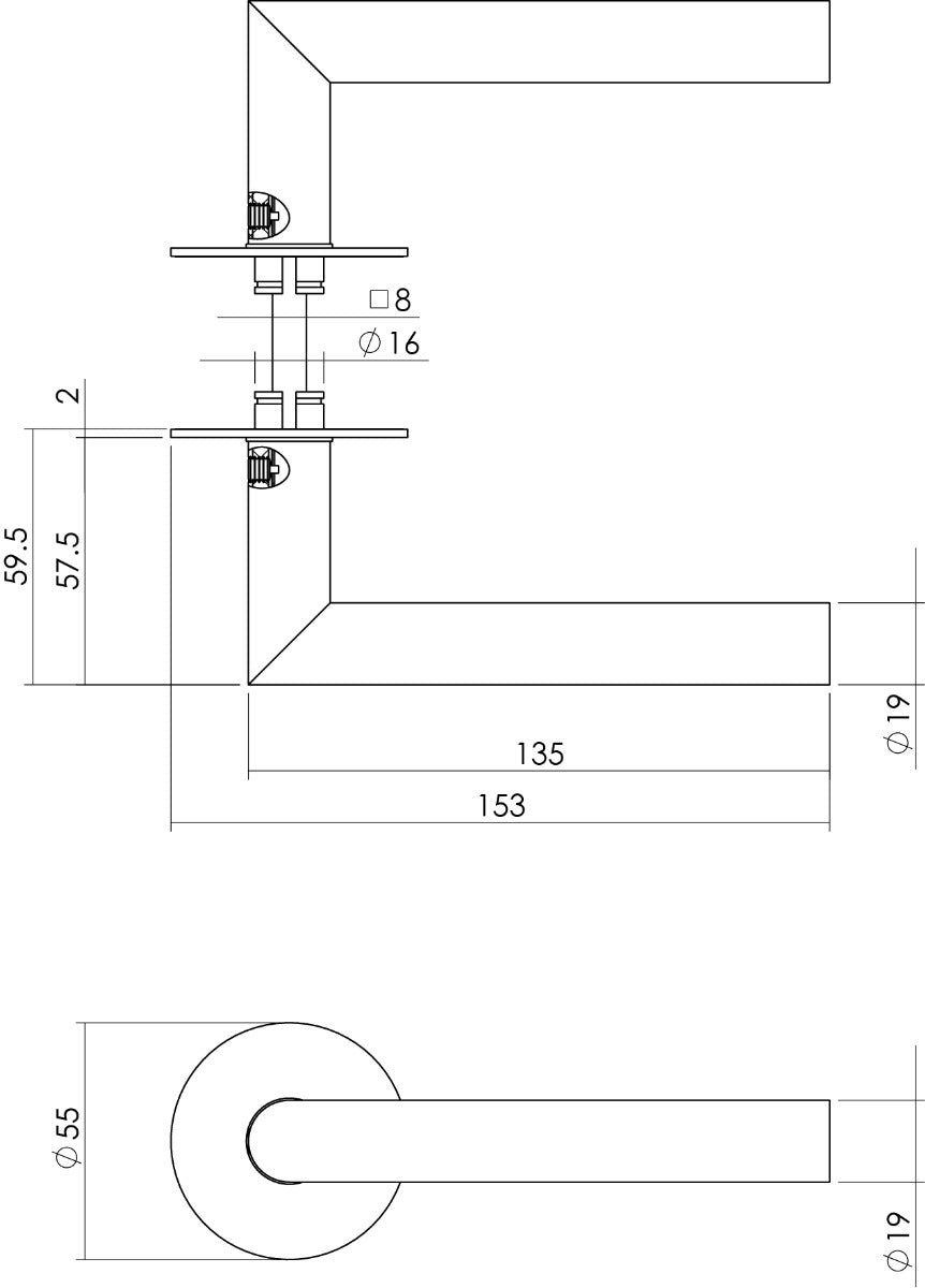 Intersteel deurkruk Jura op zelfklevend rond rozet RVS geborsteld detail