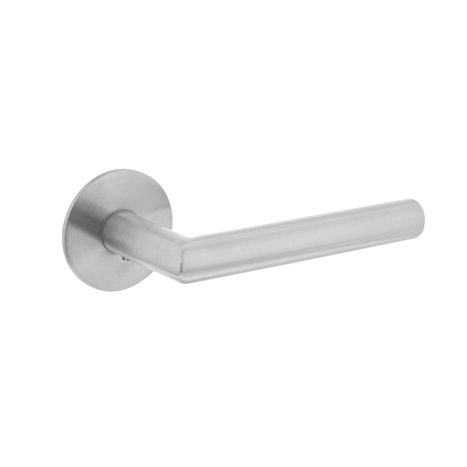 Intersteel deurkruk hoek 90° ronde magneet-rozet RVS – vooraanzicht