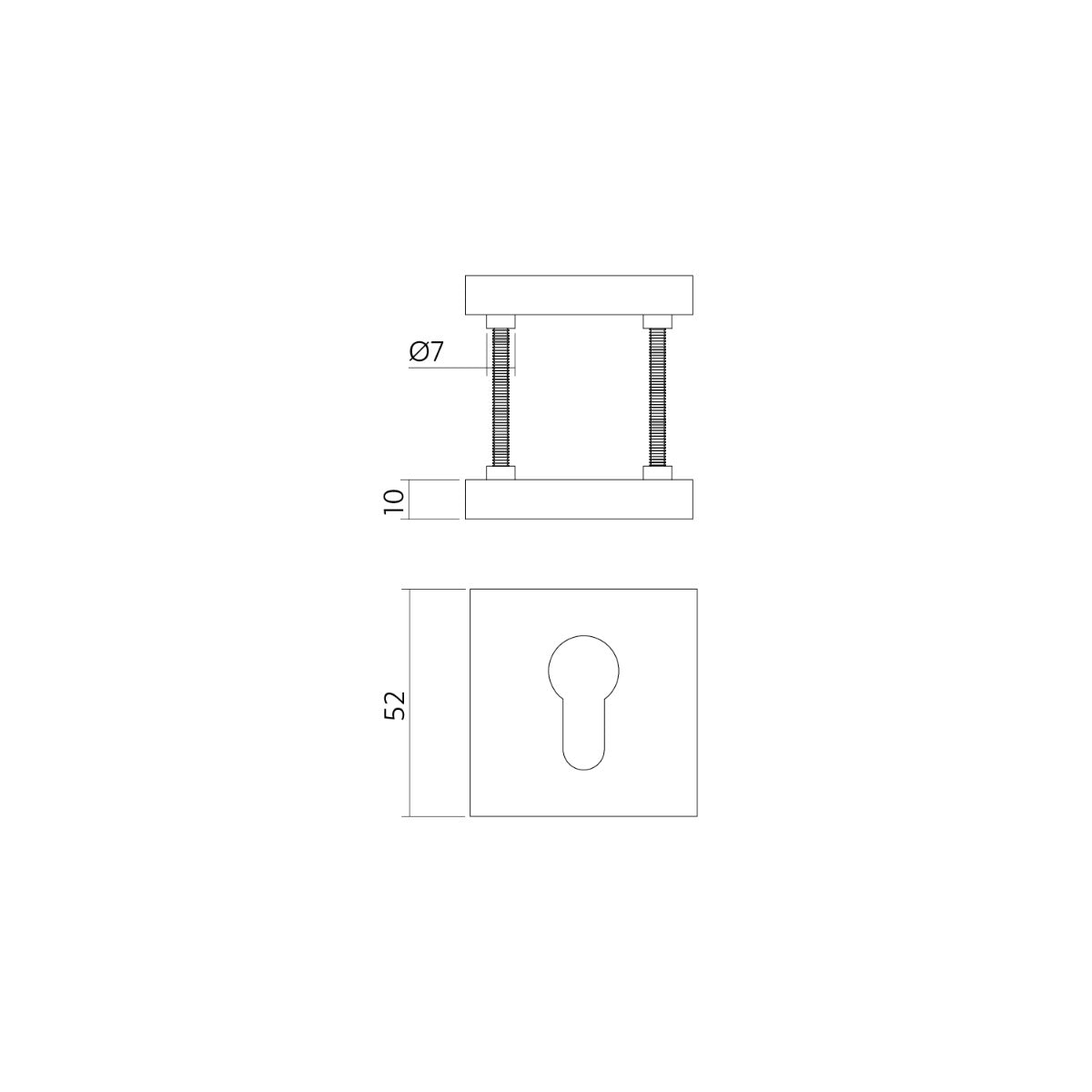 Intersteel Cilinderrozetten verdekt 52x52 rvs detail