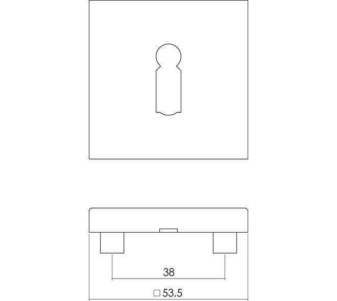 Intersteel rozet met sleutelgat vierkant RVS geborsteld – detail
