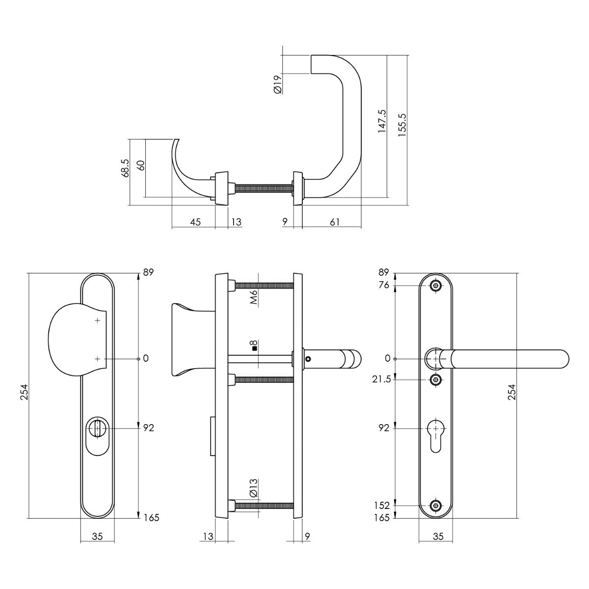 Intersteel | Veiligheidsbeslag met kerntrekbeveiliging | PC92mm | SKG3 | Smal | Ovaal | Voordeurbeslag | RVS Geborsteld