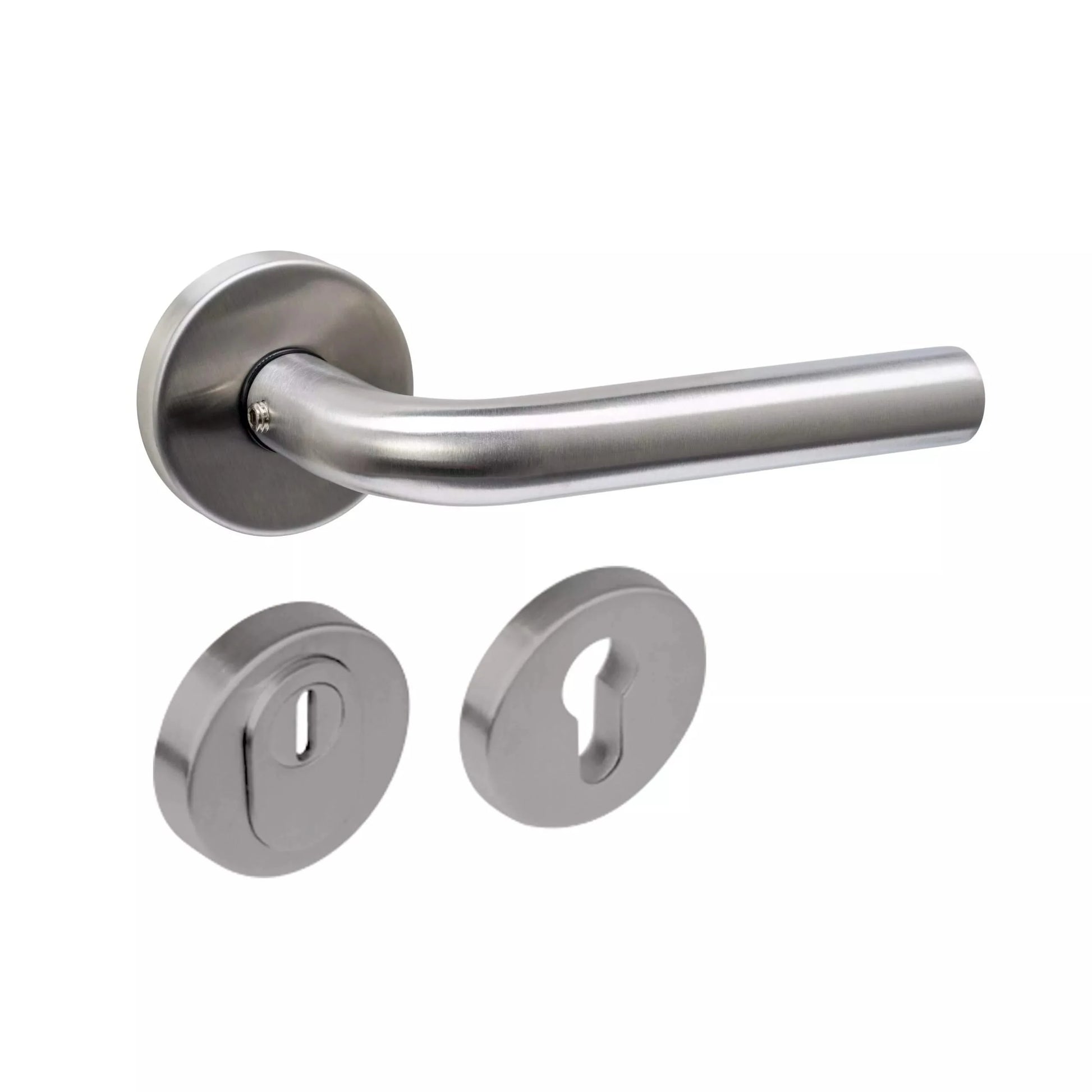 Set achterdeurbeslag rond deurkruk veiligheidsrozetten RVS