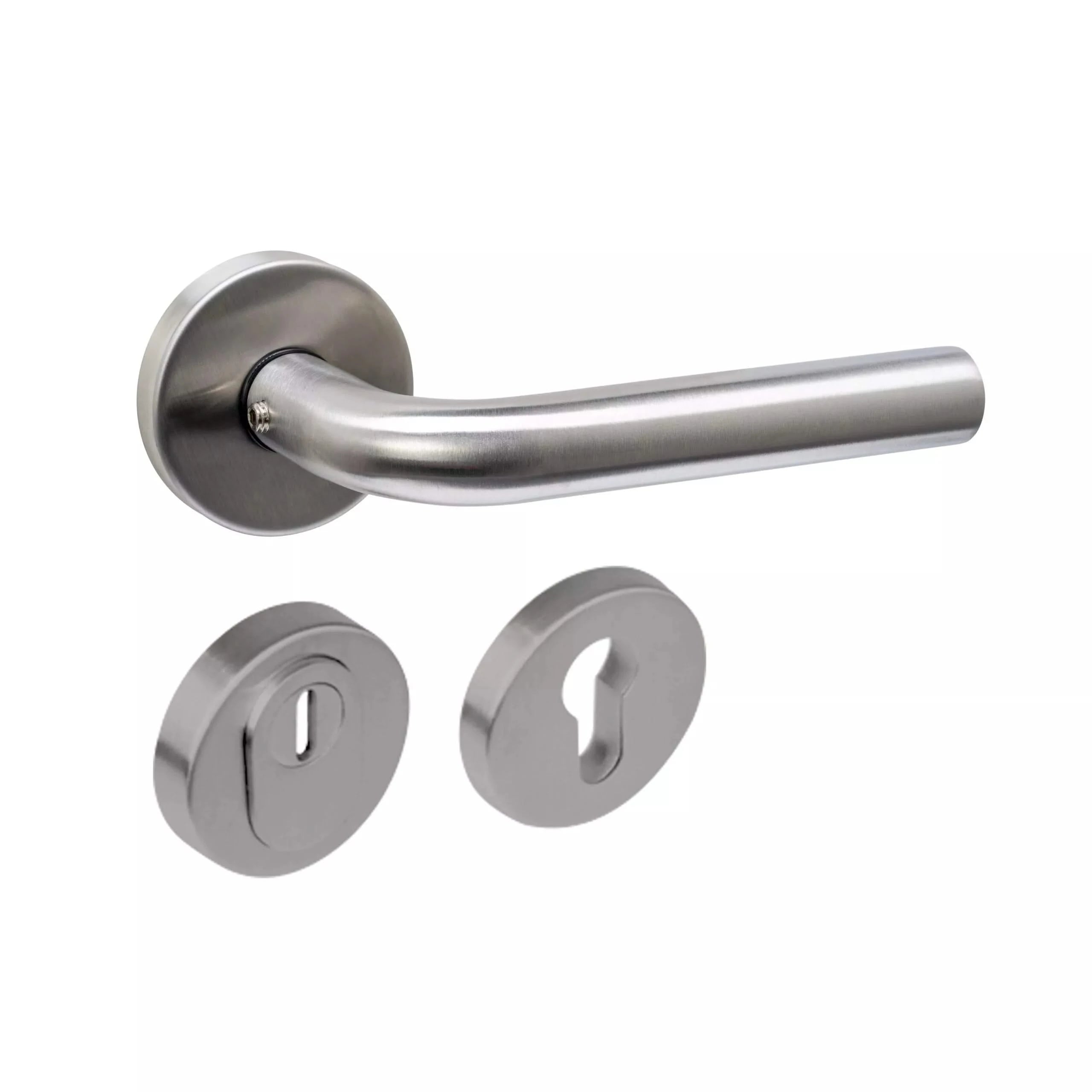 Set achterdeurbeslag rond deurkruk veiligheidsrozetten RVS