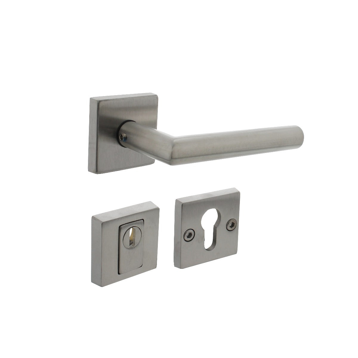 Intersteel | Achterdeurbeslag set | Deurkruk Jura op rozet | 53x53x10mm | RVS Zilver