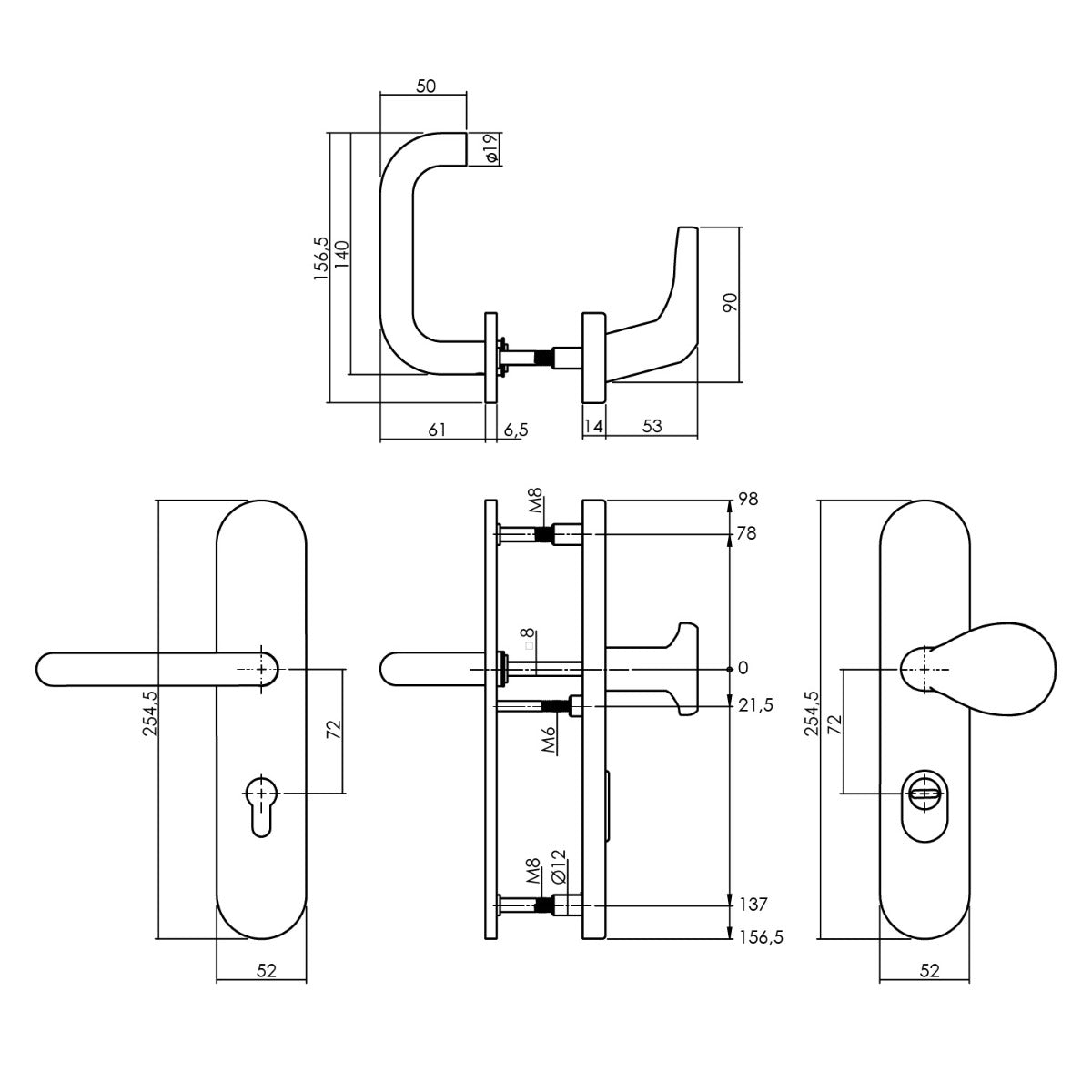 Intersteel voordeurbeslag ovaal verdekt SKG*** rvs detail