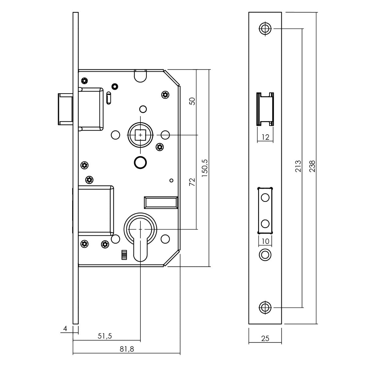 Intersteel achterdeurbeslag ovaal verdekt SKG*** rvs detail
