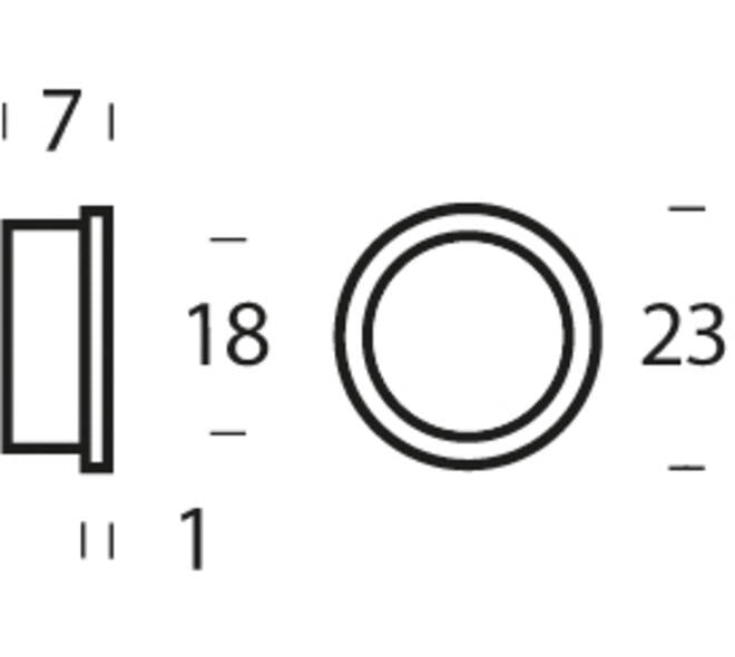 Intersteel halsring 23x1mm reductiemaat 20x18mm nylon wit maattekening