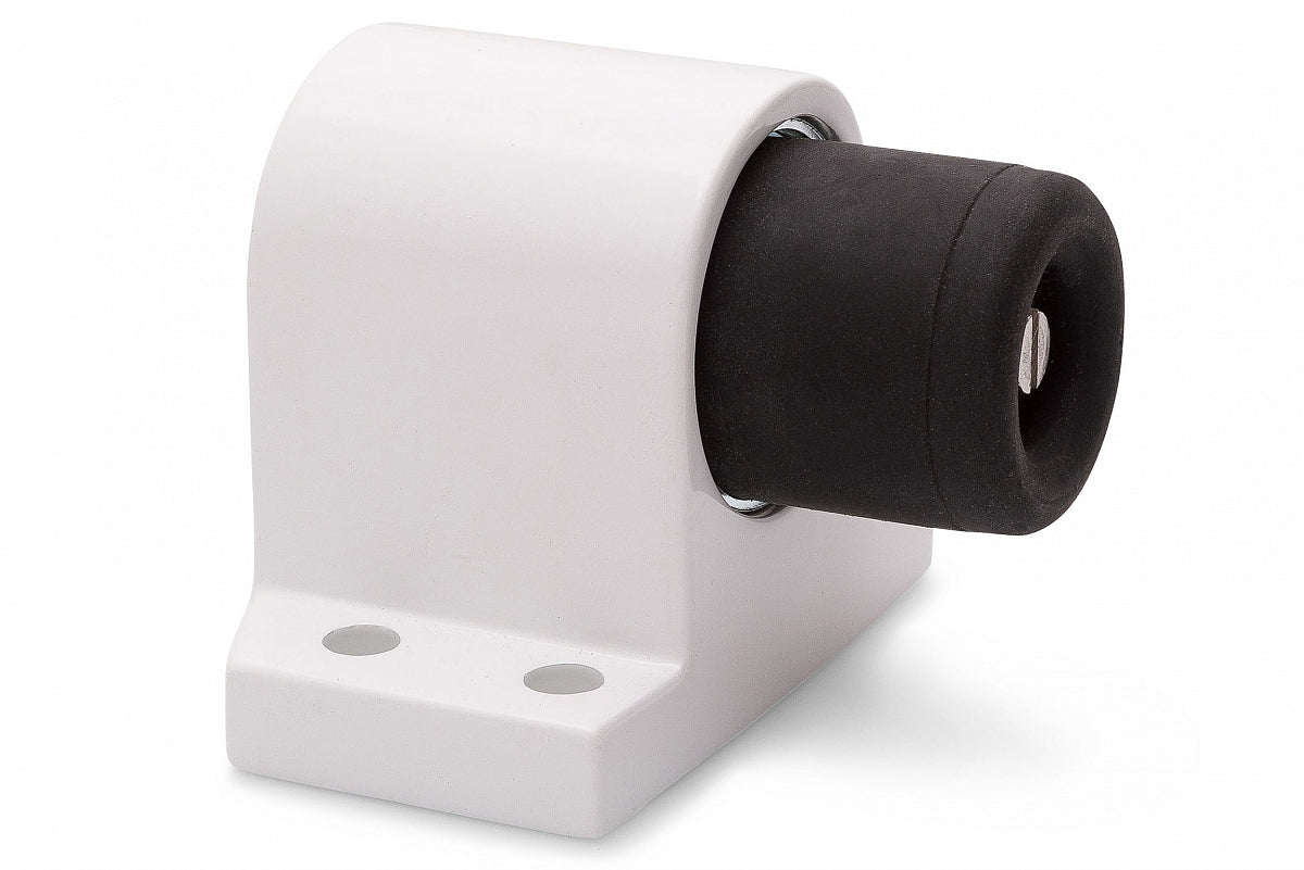 Dulimex Robusto deurstopper vloermodel wit RAL 9016 met zwarte stootbuffer, vooraanzicht