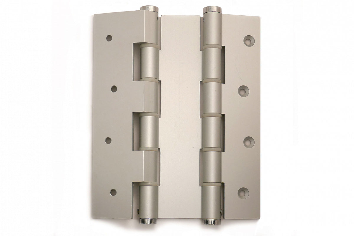 Dulimex deurveerscharnier dubbelwerkend 180 mm voor muurmontage, aluminium zilvergrijs, vooraanzicht