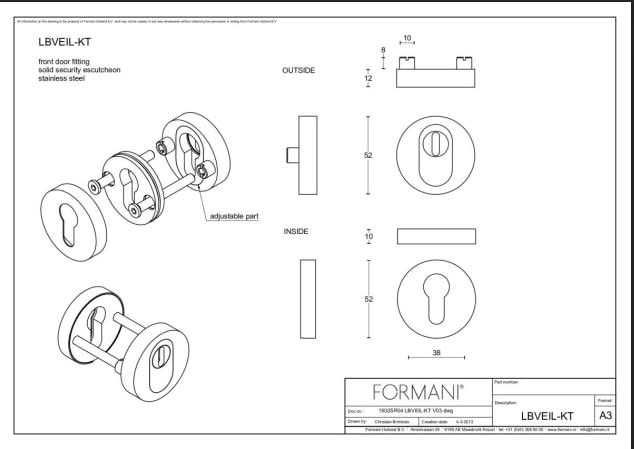 Formani | LBVEIL-KT | massief veiligheidscilinderrozet met kerntrekbeveiliging | SKG*** | PVD mat zwart