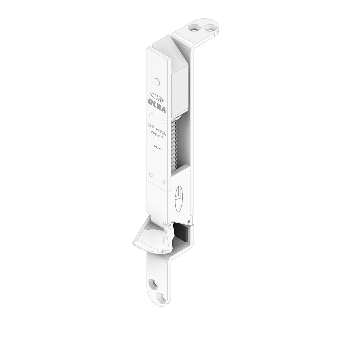 Dulimex automatische kantschuif 37 HZA TYPE 1 met hold-close functie, staal verzinkt – vooraanzicht