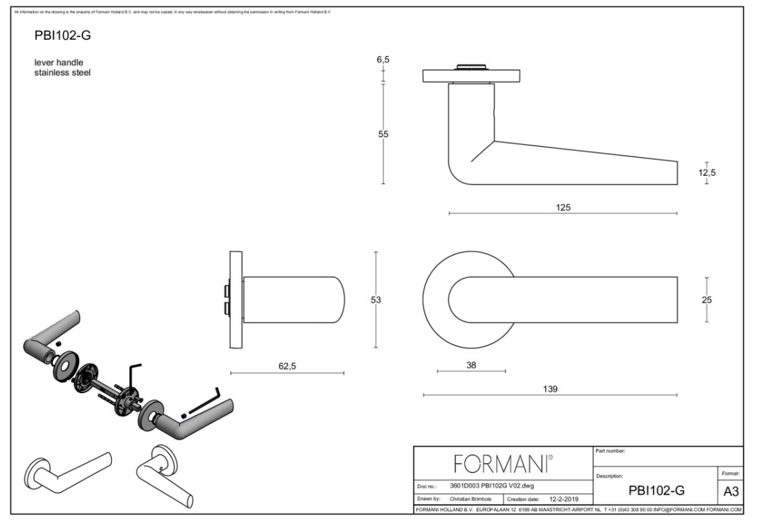 Formani | Deurkruk | Piet Boon | PBI102-G | PVD licht brons
