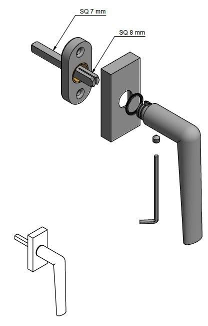 Formani PBI100-DK draaikiepgarnituur niet afsluitbaar mat roestvast staal linksdraaiend