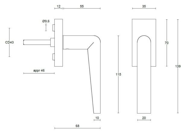 Formani PBI100-DK draaikiepgarnituur niet afsluitbaar PVD mat zwart linksdraaiend