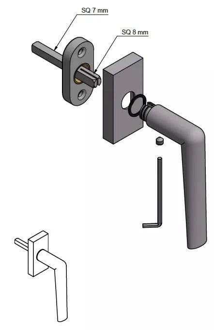 Formani PBI100-DK draaikiepgarnituur niet afsluitbaar PVD mat zwart rechtdraaiend