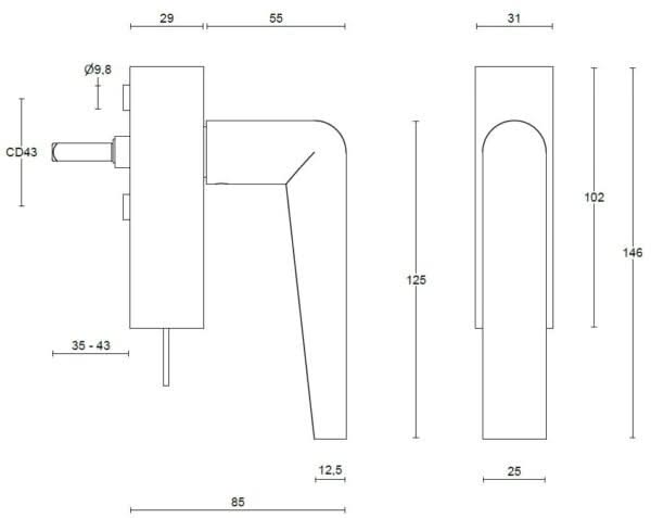 Formani PBI102-DKLOCK draaikiepgarnituur afsluitbaar PVD licht brons linksdraaiend