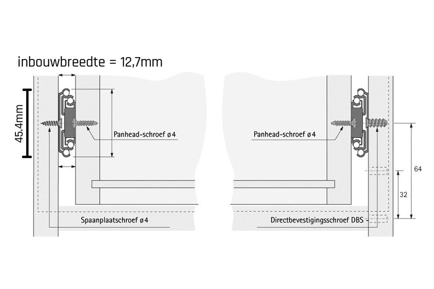 Ladegeleiders push to open 40 kg 40 cm volledig uittrekbaar – set van 2 stuks