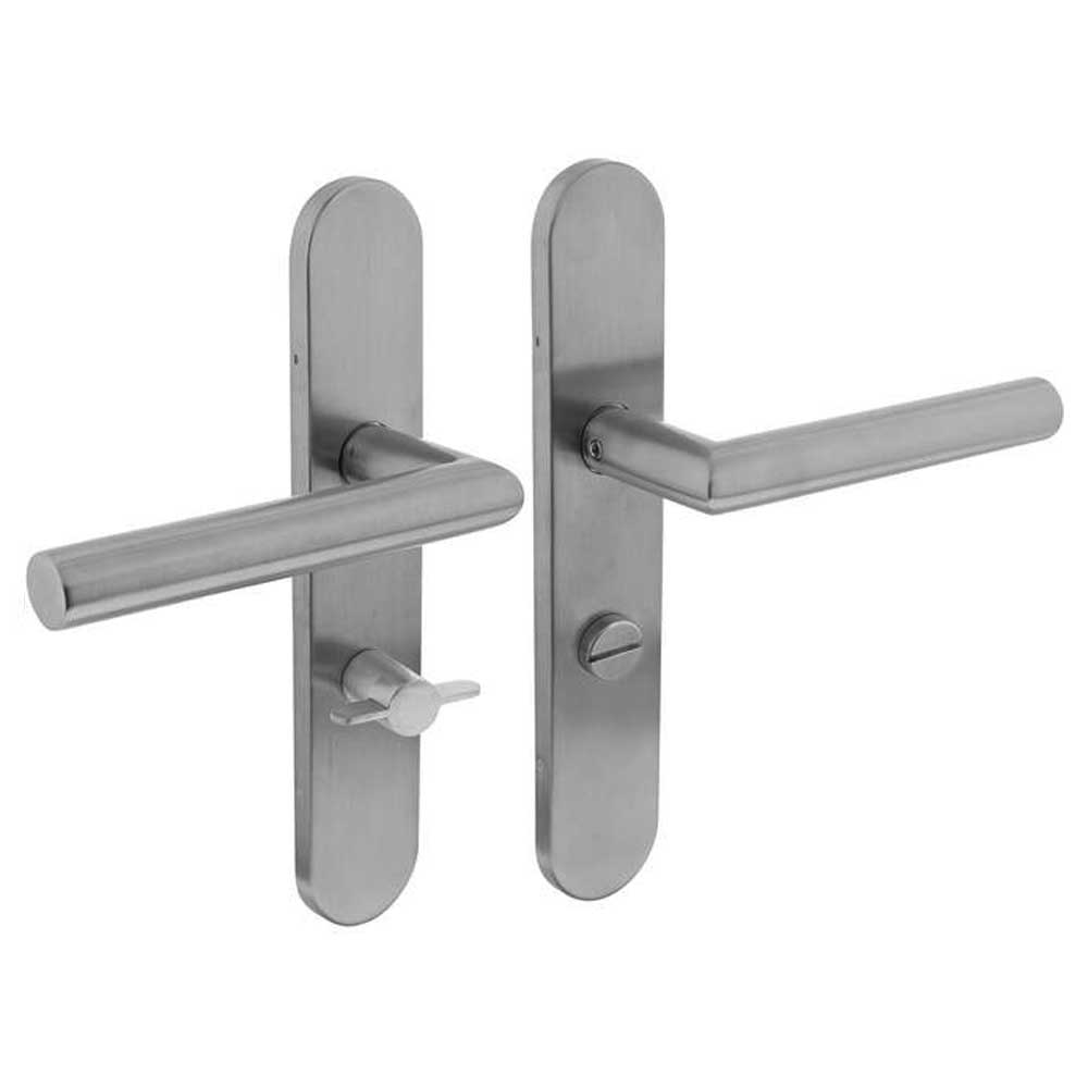 Intersteel Deurkruk Hoek 90° op schild rvs geborsteld - Deurbeslag-expert