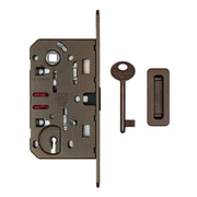 AGB magneetslot 18 mm loopslot 90 mm mat brons met regelbare tegenplaat, vooraanzicht