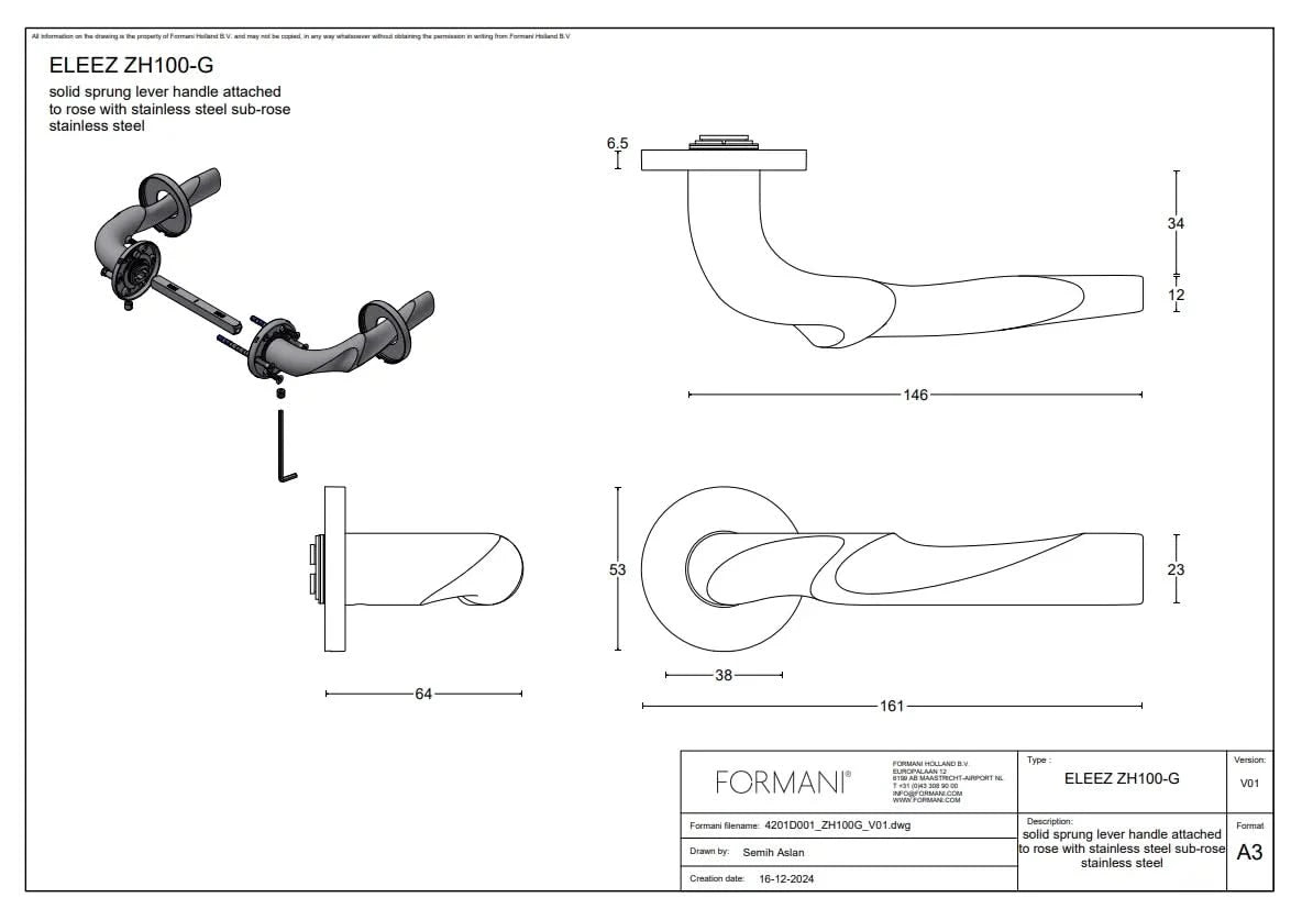 Formani | Deurkruk | Zaha Hadid | ZH100-G | Brons