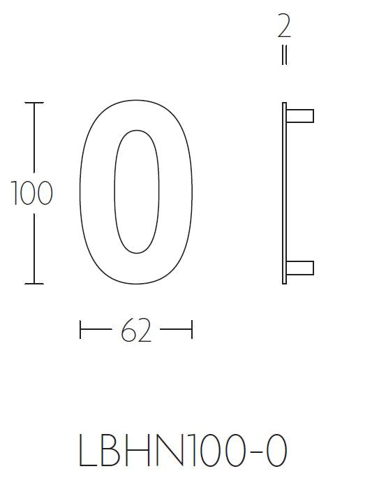 Formani BASICS | Huisnummer 0 | 100mm | Mat zwart - lijntekening