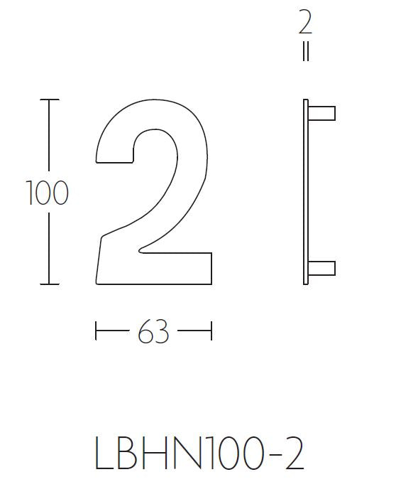 Formani BASICS huisnummer 2 brons - lijntekening LBHN100-2
