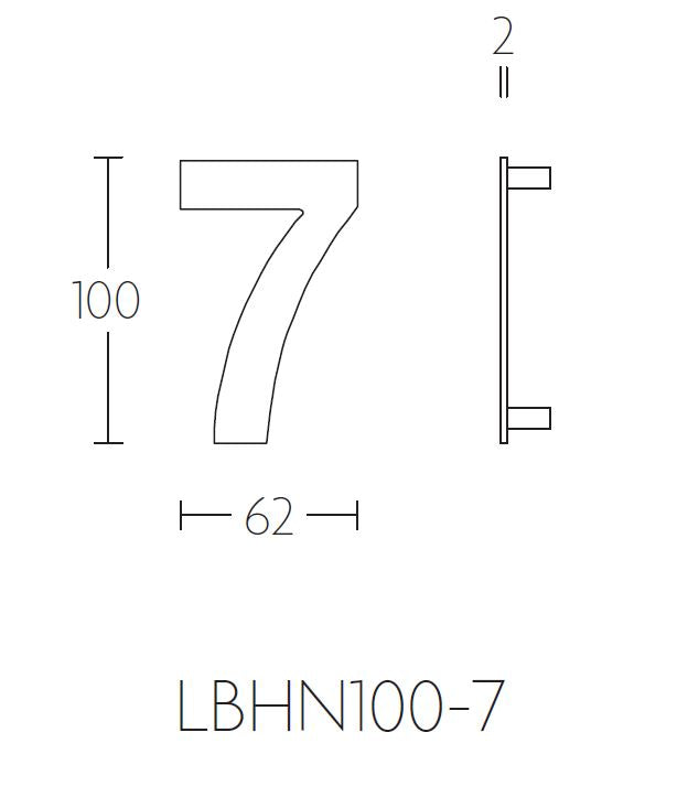 Formani BASICS | Huisnummer 7 | 100mm | Mat zwart - lijntekening