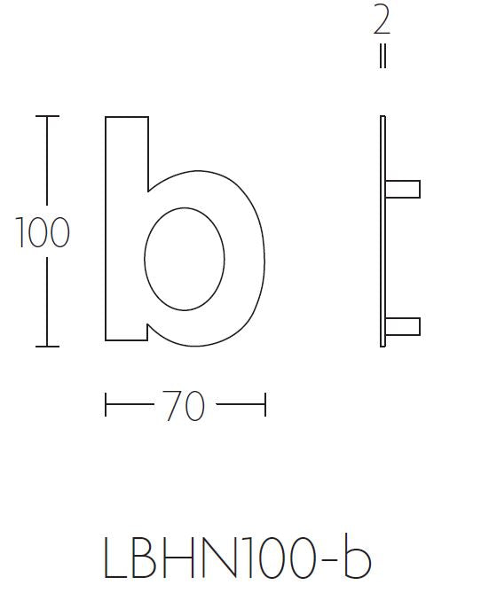 Formani BASICS | Huisletter B | 100mm | Mat RVS - lijntekening
