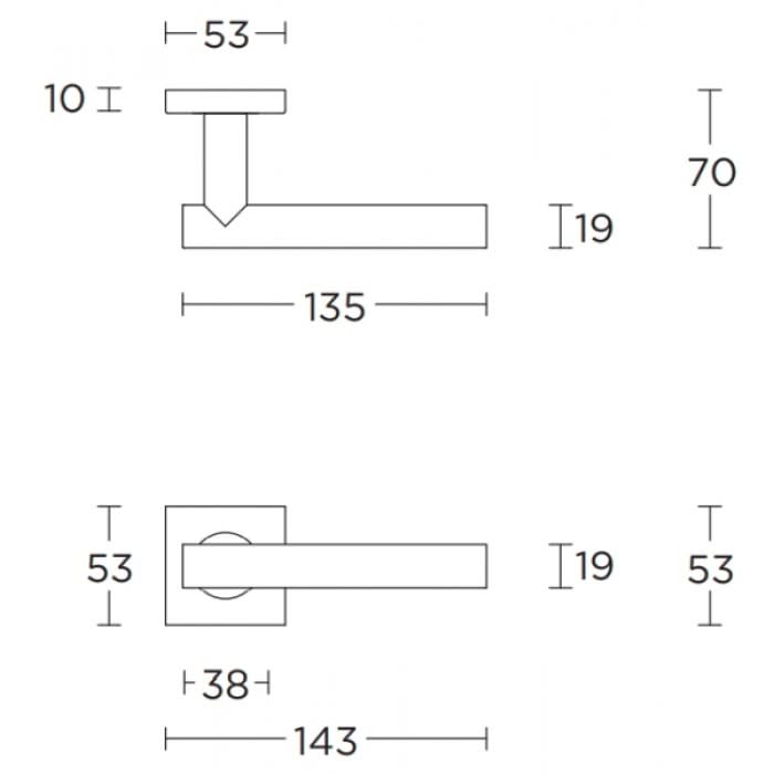 Formani | Deurkruk BASIC LB7-19BSQ op vierkant rozet | PVD Licht Brons - Deurbeslag-expert