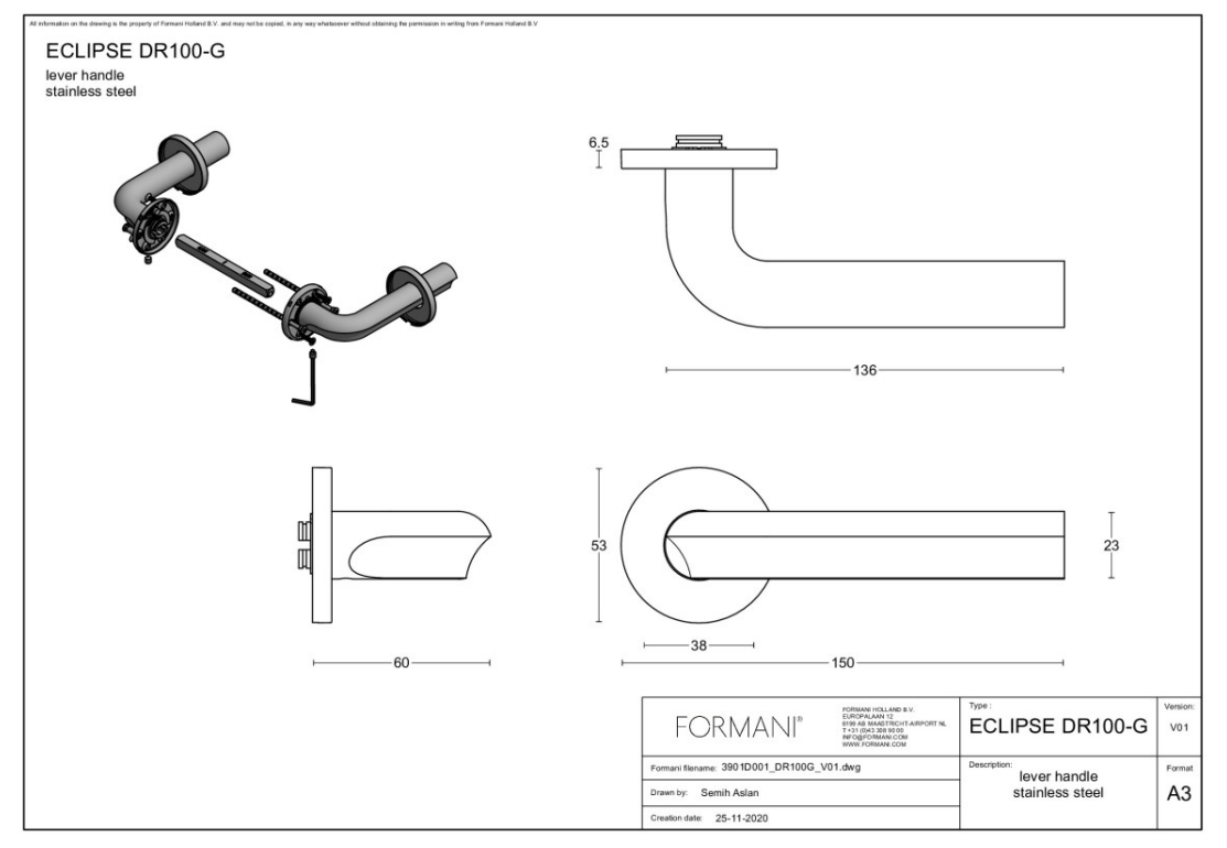Formani | Deurkruk | David Rockwell | DR100-G | PVD mat goud