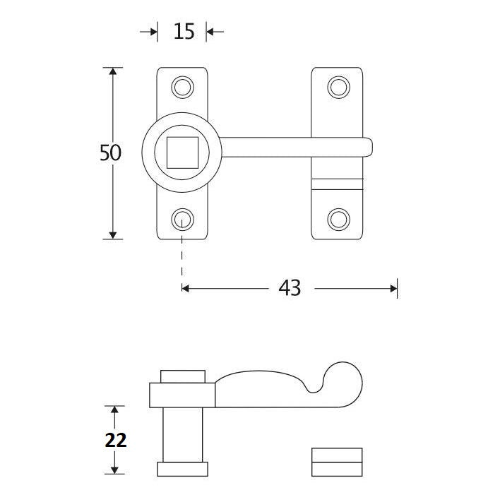 Maattekening Raamwervel Elegant 22 mm