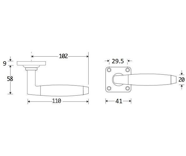 Artitec Mi Satori Deurkruk op rozet geveerd vierkant Ton ebben messing antiek - Deurbeslag-expert