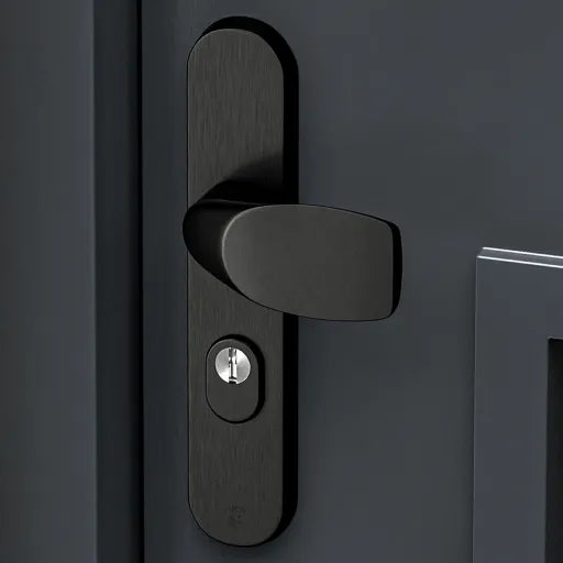 AXA Veiligheidsbeslag Oval Plus kruk Wing+U PC72 anti-kerntrek zwart - Deurbeslag-expert