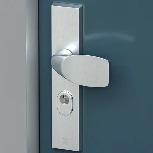 AXA Edge Plus veiligheidsbeslag kruk/knop Wing PC55 aluminium naturel – gemonteerd op de deur