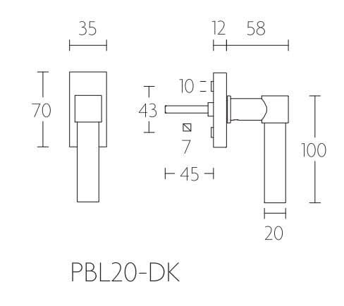Formani PBL20-DK draaikiepgarnituur niet afsluitbaar mat zwart rechts/links draaiend