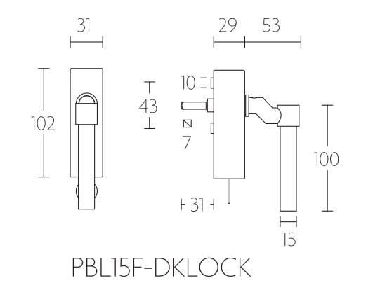 Formani PBL15F-DKLOCK draaikiepgarnituur verkropt afsluitbaar wit rechts/links draaiend
