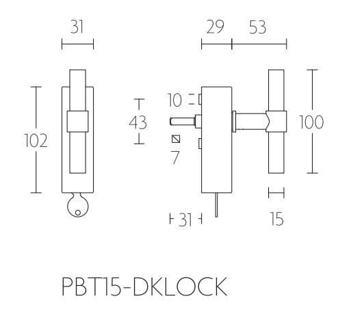 Formani PBT15-DKLOCK draaikiepgarnituur afsluitbaar mat roestvast staal rechts/ links draaiend