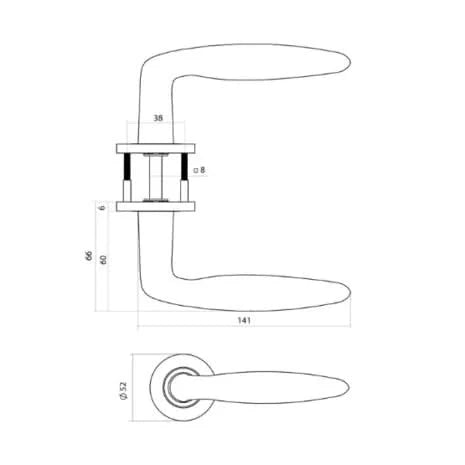 Intersteel deurkruk Q 03 op rozet 52x6mm pvd antraciet - Deurbeslag-expert