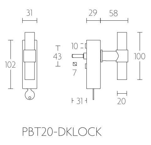 Formani PBT20-DKLOCK draaikiepgarnituur afsluitbaar mat roestvast staal rechts/ links draaiend