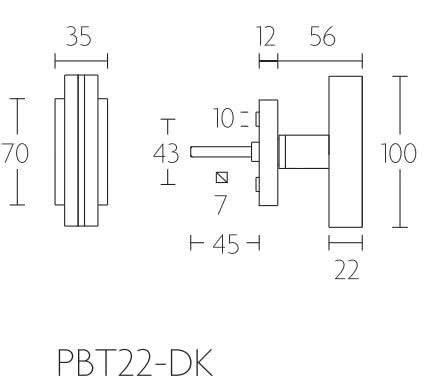 Formani PBT22-DK draaikiepgarnituur niet afsluitbaar mat roestvast staal/ eikenhout zwart rechts/links draaiend)