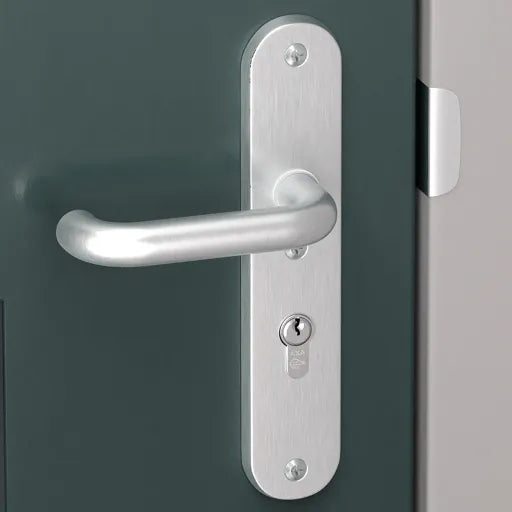 AXA | Veiligheidsbeslag Oval Plus | Kruk Wing+U | PC92 | Anti-kerntrek | Aluminium naturel - Deurbeslag-expert