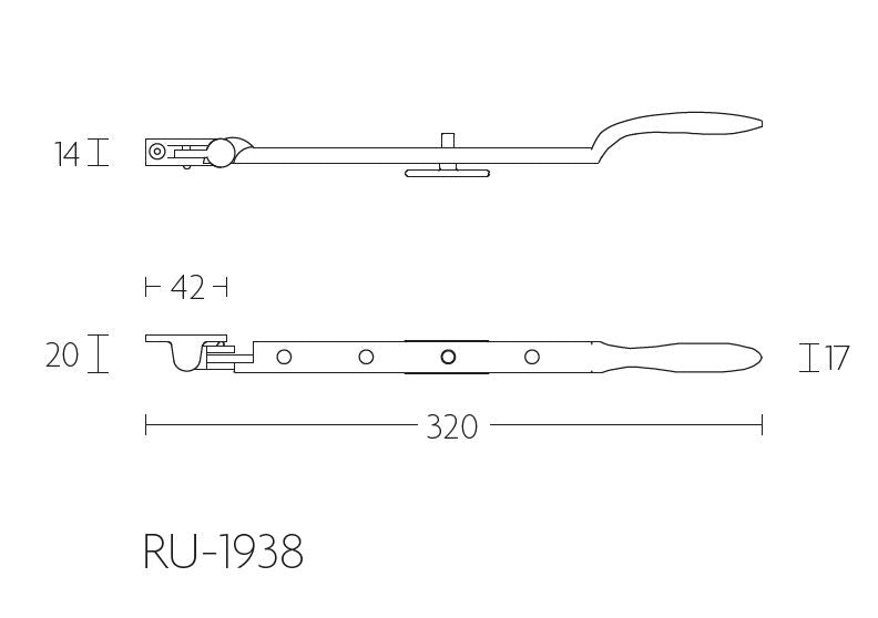 Formani TIMELESS RU-1938 raamuitzetter mat nikkel technische tekening met maatvoering