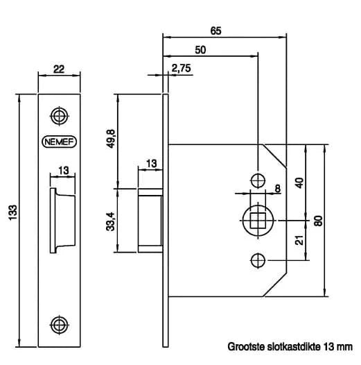 Nemef loopslot 55/50 Verzinkt - Deurbeslag-expert